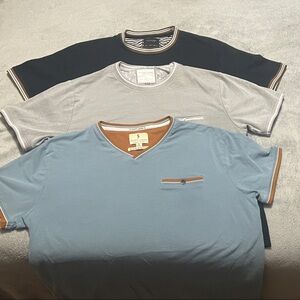 Stylish Men's T-Shirt Trio in Blue, Gray, and Black